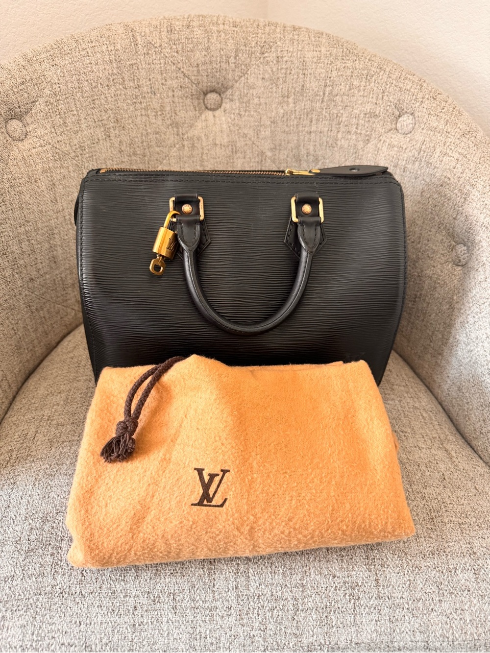 Louis Vuitton speedy 25 noir  Leather with Gold Hardware